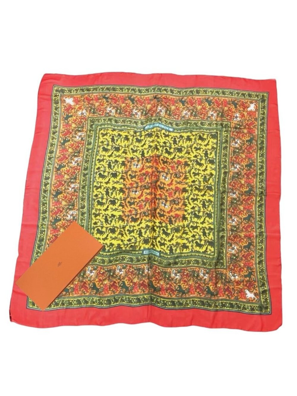 Hermes Scarf Silk Large Indian Hunting Red